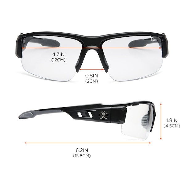AFAS Safety Glasses, Matte Black Frame, Clear Lens